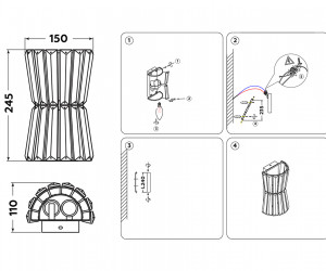 TR5219/2 GD/CL золото/прозрачный E14/2 max 40W 245*150*110