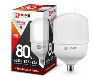 Лампа светодиодная LED-HP-PRO 80Вт 230В E27 с адаптером Е40 6500К 7600Лм IN HOME