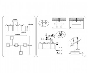 TR303047/5 WH/GD белый/золото E27/5 max 60W 540*480*270