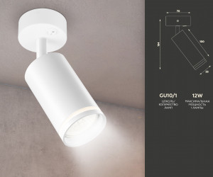TA120 WH белый GU10 max 12W D70*164*D55