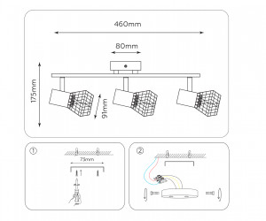 TR8622/3 BK/CH черный/хром E27*3 max 40W 460*91*175
