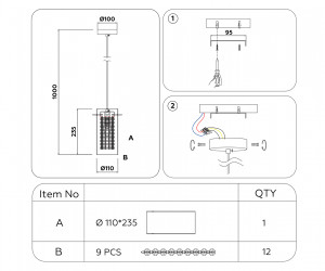 TR3660 GD/CL золото/прозрачный E14 max 40W D110*1000