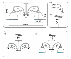 TR3182/5 CH/FR хром/белый матовый E27/5 max 40W D575*285
