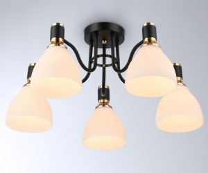 TR303307/5 BK/GD/FR черный/золото/белый матовый E27*5 max 60W D600*270