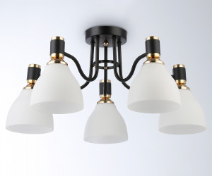 TR303307/5 BK/GD/FR черный/золото/белый матовый E27*5 max 60W D600*270