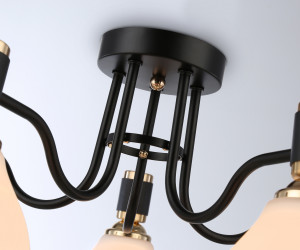 TR303307/5 BK/GD/FR черный/золото/белый матовый E27*5 max 60W D600*270