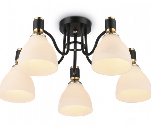 TR303307/5 BK/GD/FR черный/золото/белый матовый E27*5 max 60W D600*270