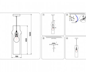 TR3560 BK/TI черный/янтарь E27 max 40W D130*1200