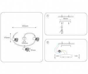 TR8624/3 BK/CH черный/хром E27*3 max 40W D330*175