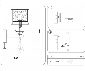 TR4541 CH/WH хром/белый E14 max 40W 340*150*200