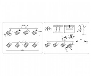 TR8666/4 WH белый E14/4 max 60W 760*100*190