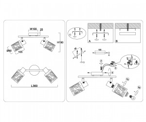 TR8668/2 BK/SB чёрный/бронза E14/2 max 60W 360*100*190