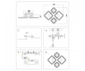 FA1727/4 GD золото 108W3000K/4200K/6400K 630*530*90 (ПДУ РАДИО 2.4G)