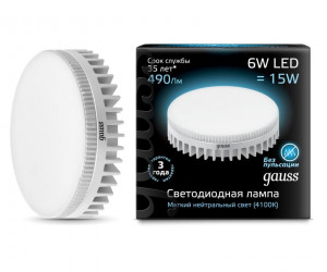 Лампа Gauss LED GX53 6W 4100K 1/10/100