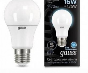 Лампа Gauss LED A60 16W E27 4100K 1/10/50