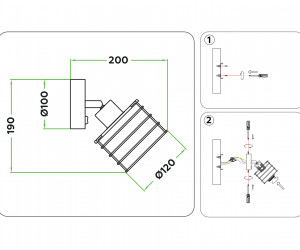 TR8088 BK/CH черный/хром E27 max 40W D120*200
