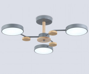 FL4856/3 GR/WD серый/дерево 54W 3000-6000K D660*170 (без ПДУ)