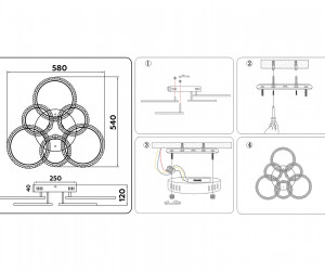 FA418/3+3 GD золото 90W 580*540*120 (ПДУ РАДИО 2.4G)