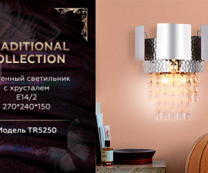 TR5250/2 SL/CL серебро/прозрачный E14/2 max 40W 270*240*150