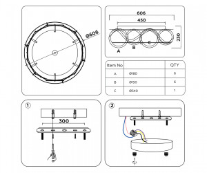 TR5327/6 GD/FR золото/белый матовый E14/6 max 40W D606*230