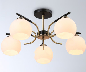 TR303312/5 BK/SB/FR черный/бронза/белый матовый E27*5 max 60W D560*250