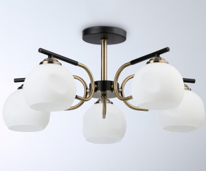 TR303312/5 BK/SB/FR черный/бронза/белый матовый E27*5 max 60W D560*250