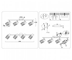 TR8670/4 BK/SB чёрный/бронза E14/4 max 60W 760*100*190