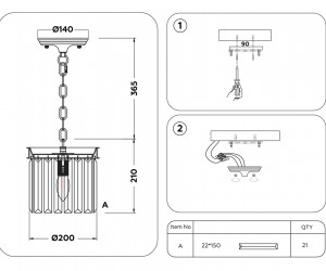 TR5101 CH/CL хром/прозрачный E14 max 40W D200*575