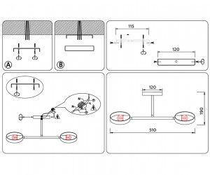 TR8222/2 WH/SB белый/бронза E27/2 max 40W 510*165*190