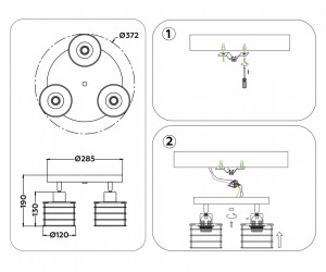 TR8092/3 BK/CH черный/хром E27*3 max 40W D372*190