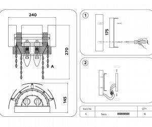 TR5252/2 GD/CL золото/прозрачный E14/2 max 40W 270*240*150