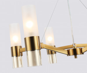 LH55114/6 BS/FR/TI латунь/белый матовый/янтарь E14*6 max 40W D650*1080