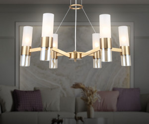 LH55114/6 BS/FR/TI латунь/белый матовый/янтарь E14*6 max 40W D650*1080