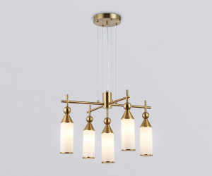 LH55276/5 BS/FR латунь/белый матовый E14*5 max 40W D520*1390