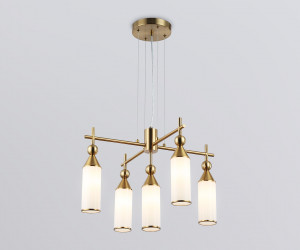 LH55276/5 BS/FR латунь/белый матовый E14*5 max 40W D520*1390