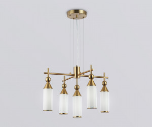 LH55276/5 BS/FR латунь/белый матовый E14*5 max 40W D520*1390