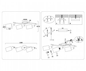 TR8722/3 BK/WD черный/дерево E14/3 max 60W 580*100*210