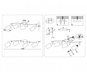 TR8723/4 BK/WD черный/дерево E14/4 max 60W 760*100*210