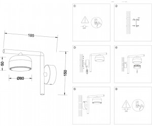 TN71044 BK черный GX53 max 12W 150*80*185