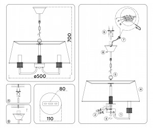 LH71211/5 CGD золото E14/5 max 40W D500*700