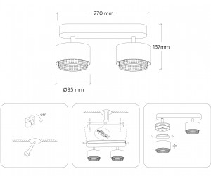 TN71285/2 WH/BK белый/черный GX53/2 max 12W 270*95*137