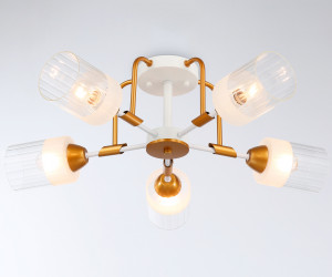 TR303323/5 WH/GD/CL/FR белый/золото/прозрачный/белый матовый E27*5 max 60W D620*200