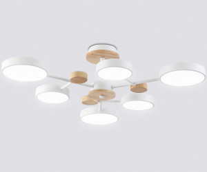 FL4861/6 WH/WD белый/дерево 90W 3000-6000K D750*180 (без ПДУ)