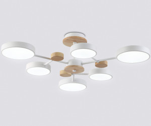 FL4861/6 WH/WD белый/дерево 90W 3000-6000K D750*180 (без ПДУ)