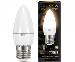 Лампа Gauss LED Candle E27 9.5W 3000К 1/10/50