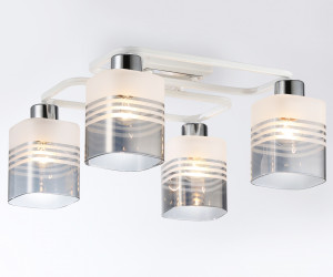 TR303205/4 WH/CH/SM/FR белый/хром/дымчатый/белый матовый E27*4 max 60W 370*370*200