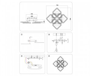 FA1737/4+4 WH/CH белый/хром 215W 3000K/4200K/6400K 720*720*120 (ПДУ РАДИО 2.4G)