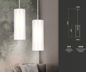 TR3672 CH/CL/FR хром/прозрачный/белый матовый E14 max 40W D110*1000