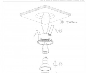 DK3012-AL Встраиваемый светильник влагозащ., IP 44, 50 Вт, GU10, серый, алюминий