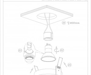 DK2018-BK Встраиваемый светильник, IP 20, 50 Вт, GU10, черный, алюминий